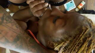 Sloppy Deepthroat hlavu od ebony bbw