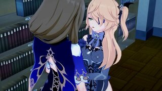 Fischl gets fucked by Lisa. Kotiro i runga i te kotiro anime sex.